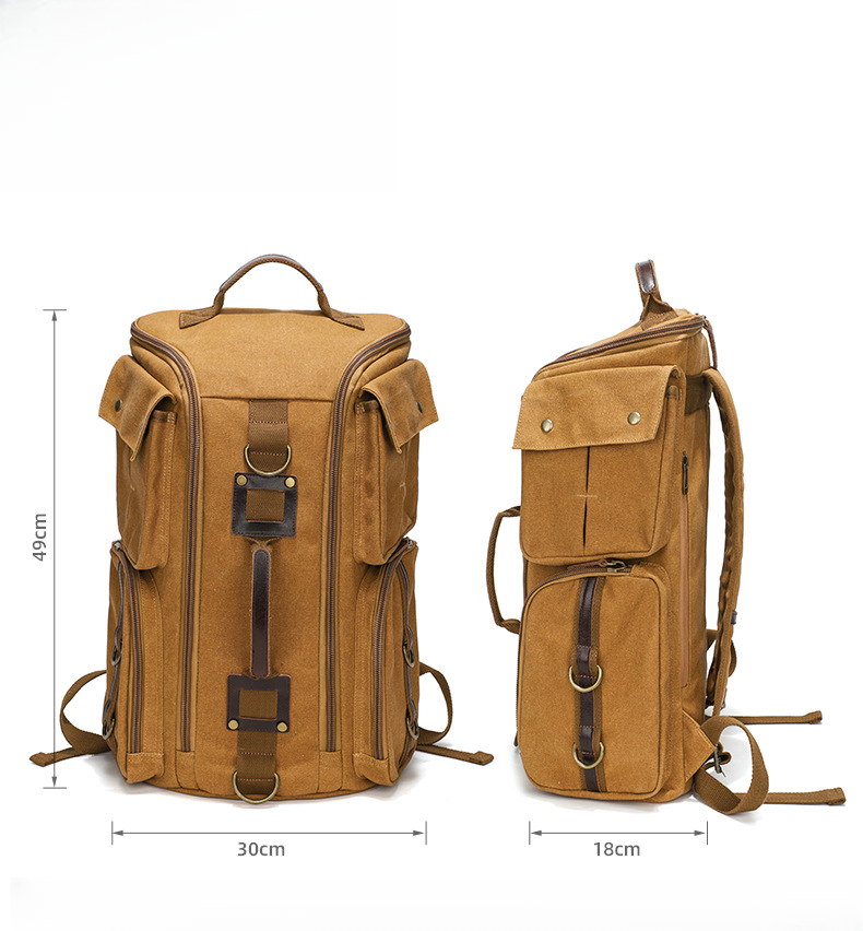 Canvas Outdoor Große Kapazität Herren Nischendesign Rucksack Reise Computertasche_voghion.com